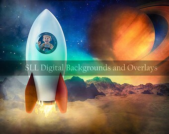 Spaceship Digital Background Backdrop for Photography Composite Images, Outer space Digital Backdrop, Image Editing Resources