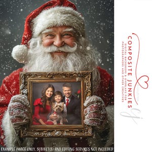 Christmas Digital Backdrop Background with Santa Claus Frame, Holiday Christmas Digital Backdrop for Photographers, Christmas Card Template