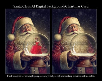 Santa Snow Globe Digital Background Christmas Background for - Etsy