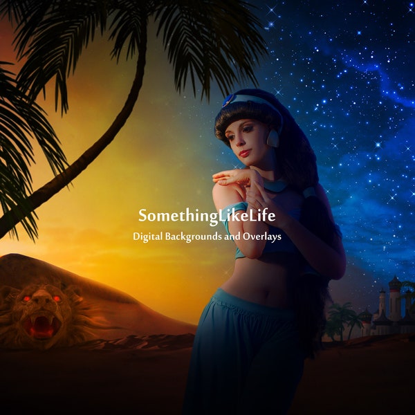Desert Day and Night Digital Backdrop Background | Aladdin  {PREMIUM}