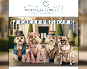 12 Regency Era Style Digital Pet Portrait Costume Overlays, Virtual Pet Outfits, 1800's Pet Outfits, Photo Manipulation, Photoshop Overlays