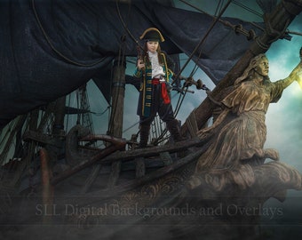 Sfondo Fotografico In Vinile 6x3m – Nave Pirata Con Scale E Finestre In Legno