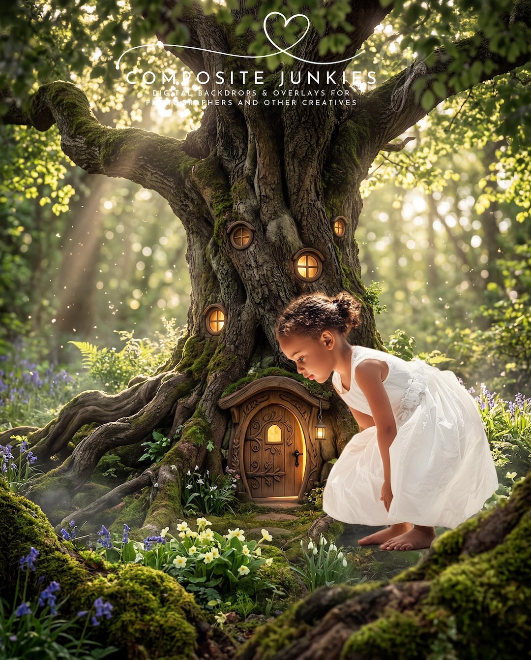 Ancient Tree Magical Doorway Backdrop, Enchanted Forest Digital ...