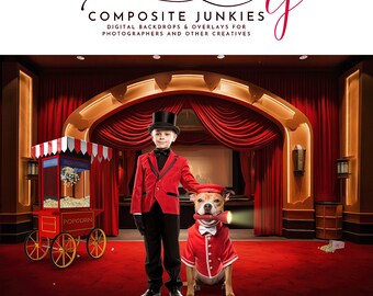 Movie Theater Digital Backdrop for Creative Photography Photo Manipulations, Kids or Pet Portrait Background for Composite Images, Photoshop