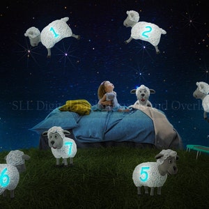 Counting Sheep Digital Background - Composite Image - Photoshop Templates {PREMIUM}