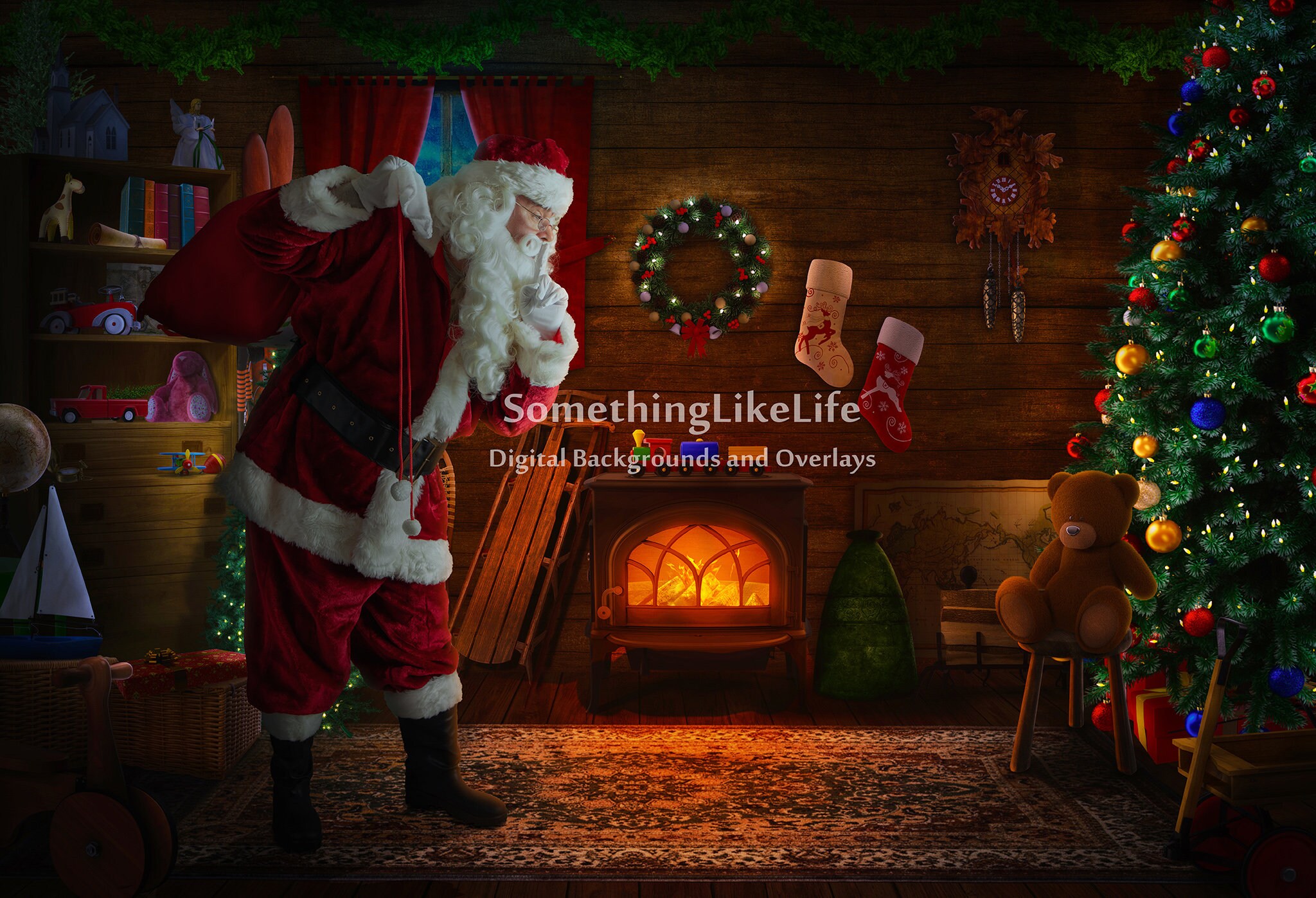 Santa Claus Digital Backdrop Christmas Digital Background for Photography Composites Digital Backdrop Holiday Etsy UK