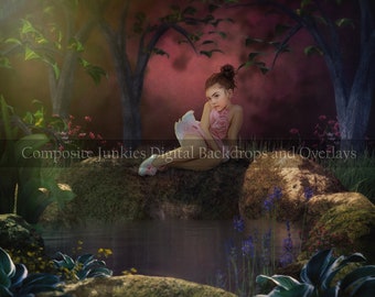 Hidden Forest Digital Backdrop for Composite Imagery - Photoshop Composite Backdrop