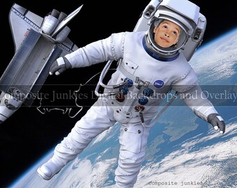 Space Digital Backdrop, Astronaut Digital Backdrop - Outer Space Digital Background - Space Digital Background - Composite Image