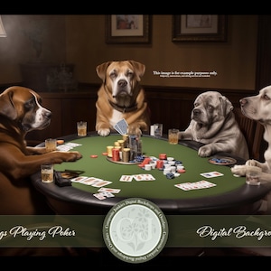 Funny Dogs playing Poker Digital Background | Humorous Digital Backdrop | Composite Photography Overlay for Dogs | Photoshop Overlays