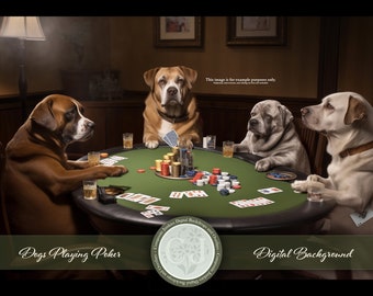 Funny Dogs playing Poker Digital Background | Humorous Digital Backdrop | Composite Photography Overlay for Dogs | Photoshop Overlays