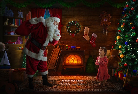 Santa Claus Digital Backdrop Christmas Digital Background for - Etsy Canada