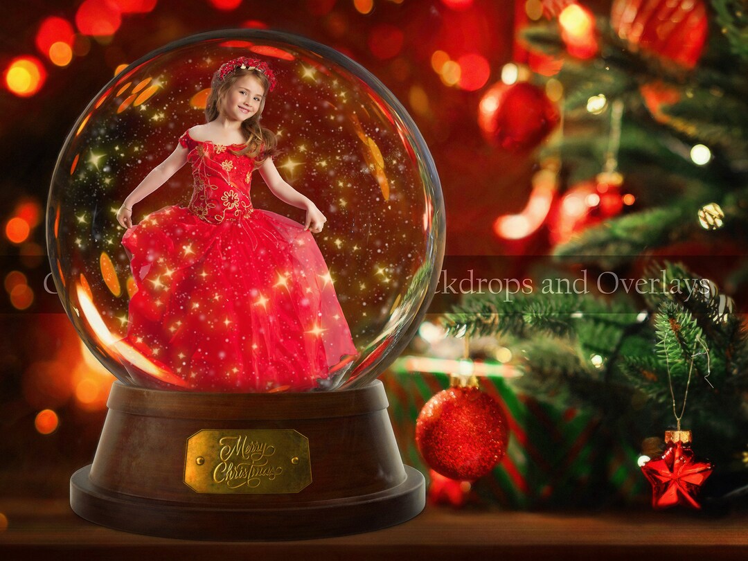 Christmas Snow Globe Digital Backdrop Background for Photographers