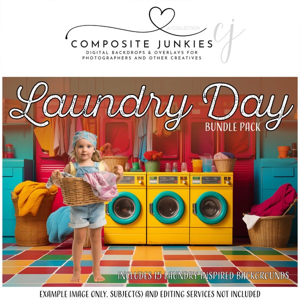 15 Laundry Mat Inspired Digital Backgrounds for Photography Composites, Photography Backdrop for Photo Manipulations, Photoshop Editing