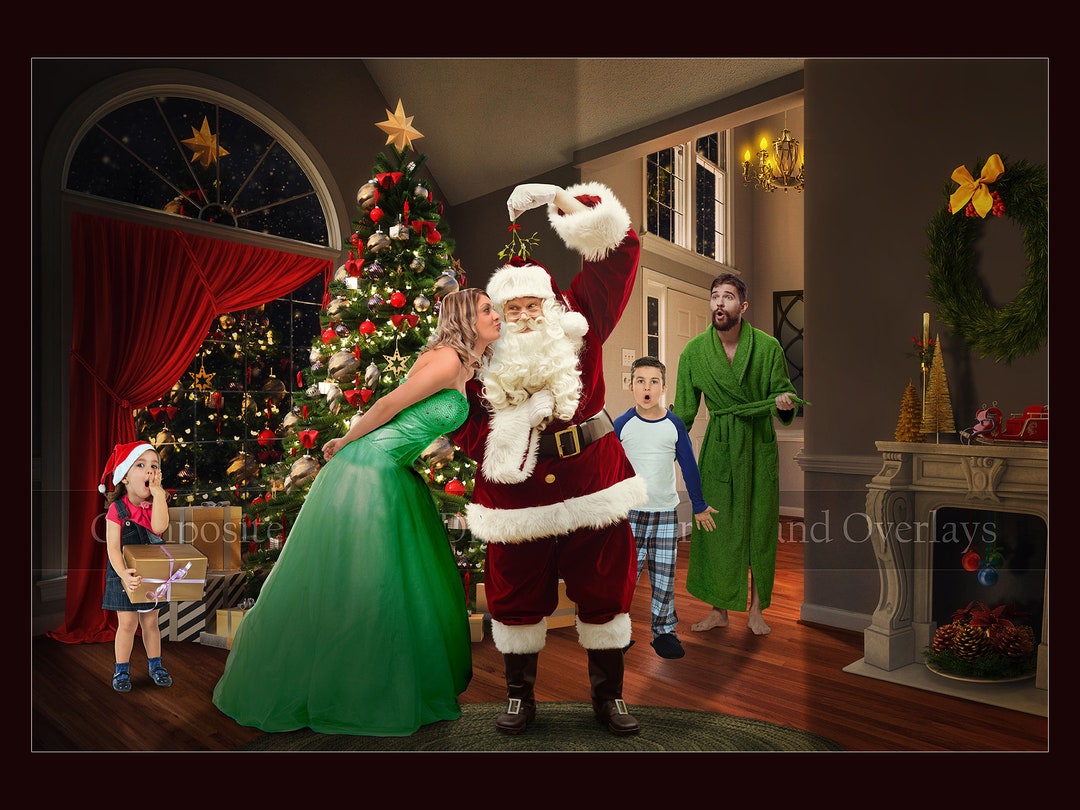Santa Claus Christmas Digital Backdrop Background for Photo Composites