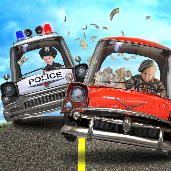 Cops and Robbers Digital Backdrop for Composites Images - Police Digital Background - Composite Background - Digital Backdrop - Photography