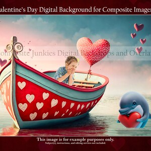 Adorable Dolphin Valentine&#39;s Day Digital Backdrop for Composite Imagery, Sweetest Day Backdrop, Photography Backdrop, Digital Composite
