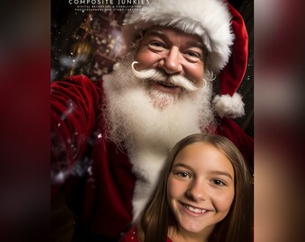 Santa Selfie Christmas Digital Background Backdrop for Composite Images, Christmas Digital Background, Holiday Backdrops