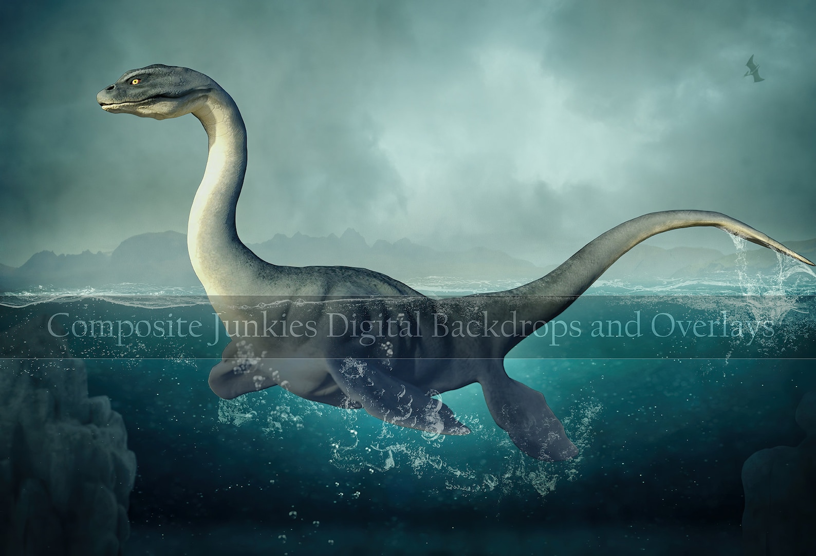Plesiosaur Dinosaur Digital Backdrop for Composite Images | Etsy