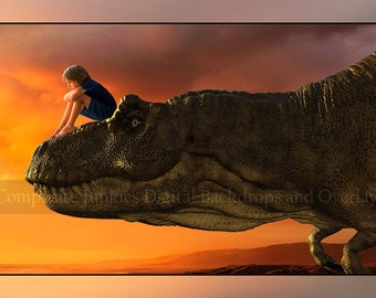 Trex Digital Background - Dinosaur Backdrop - Jurassic - Dino - Prehistoric {PREMIUM}