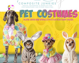 Easter and Spring Digital Pet Portrait Costume Overlays, Virtual Pet Outfits, Holiday Clip Art, Photo Manipulation, Photoshop Overlays
