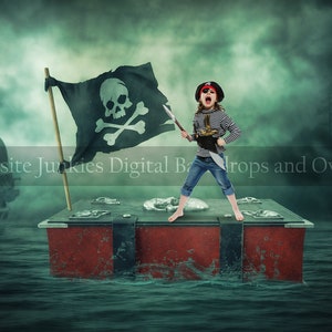 Pirate Book Ship Digital Backdrop Background for Photo Composites, Digital Backdrop for Photographers, Instant Download