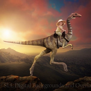 Dinosaur Digital Background - Dinosaur Backdrop - Dino Background - Gallimimus - Prehistoric  {PREMIUM}