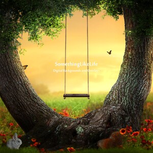 Tree Digital Backdrop, Spring Digital Backdrop, Swing Digital