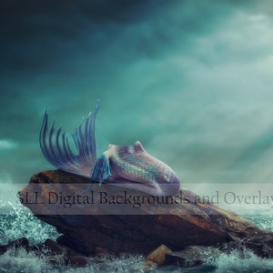 Mermaid Digital Backdrop Background Fantasy Mermaid Tail {PREMIUM