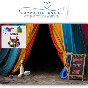 Jester Pet Portrait Digital Backdrop, Circus Clown Background for Pets ...