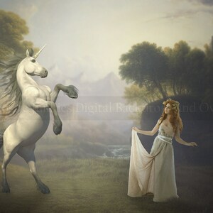 Unicorn in forest digital background backdrop for photography composites - Unicorn digital background - Unicorn composite background