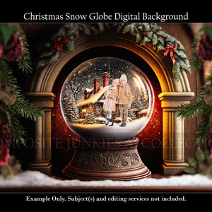 Christmas Snow Globe Digital Background, Holiday Snow Globe Digital Backdrop, Photo Insert, Digital Photography Backgrounds, Composite Image
