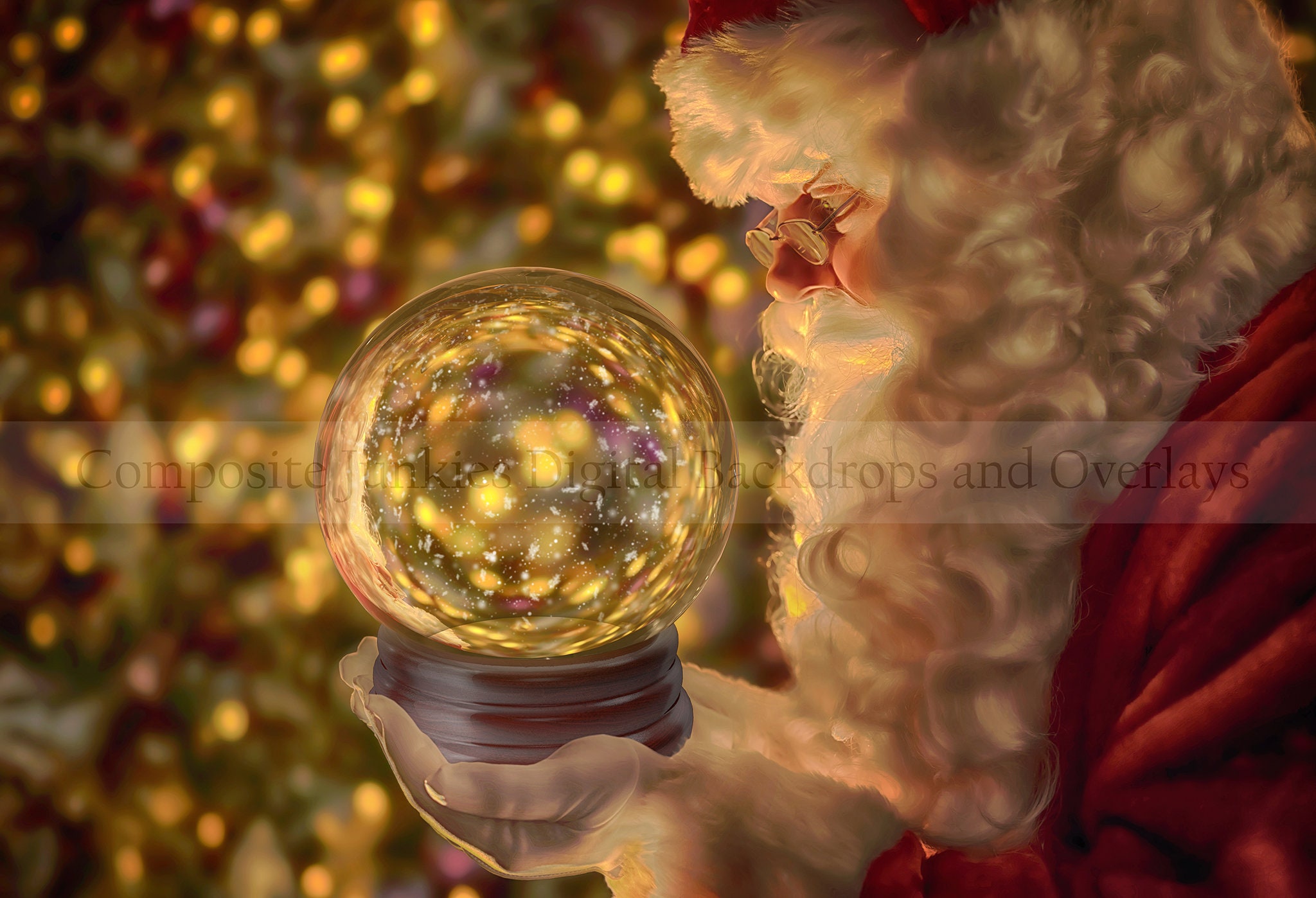Santa Holding Snow Globe Digital Background Christmas | Etsy
