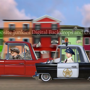 Cops and Robbers Digital Backdrop for Composites Images - Police Digital Background - Composite Background - Digital Backdrop - Photography