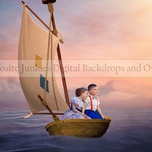 Digitale achtergrond zeilboot voor samengestelde beelden - Digitale achtergronden en overlays - Samengestelde achtergronden voor fotografie {PREMIUM}