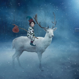 Christmas Digital Backdrop | Deer Digital Background | Winter Digital Backdrop | Holiday Digital Background