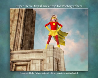 Super Hero Digital Backdrop Background for Photographers, Superhero Photoshop Background, Digital Photography Prop, Cosplay Background