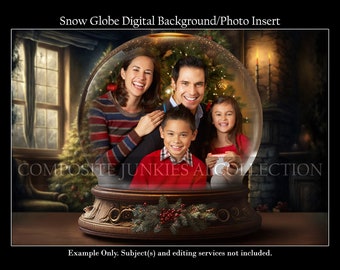 Christmas Snow Globe Digital Background, Holiday Snow Globe Digital Backdrop, Photo Insert, Digital Photography Backgrounds, Composite Image