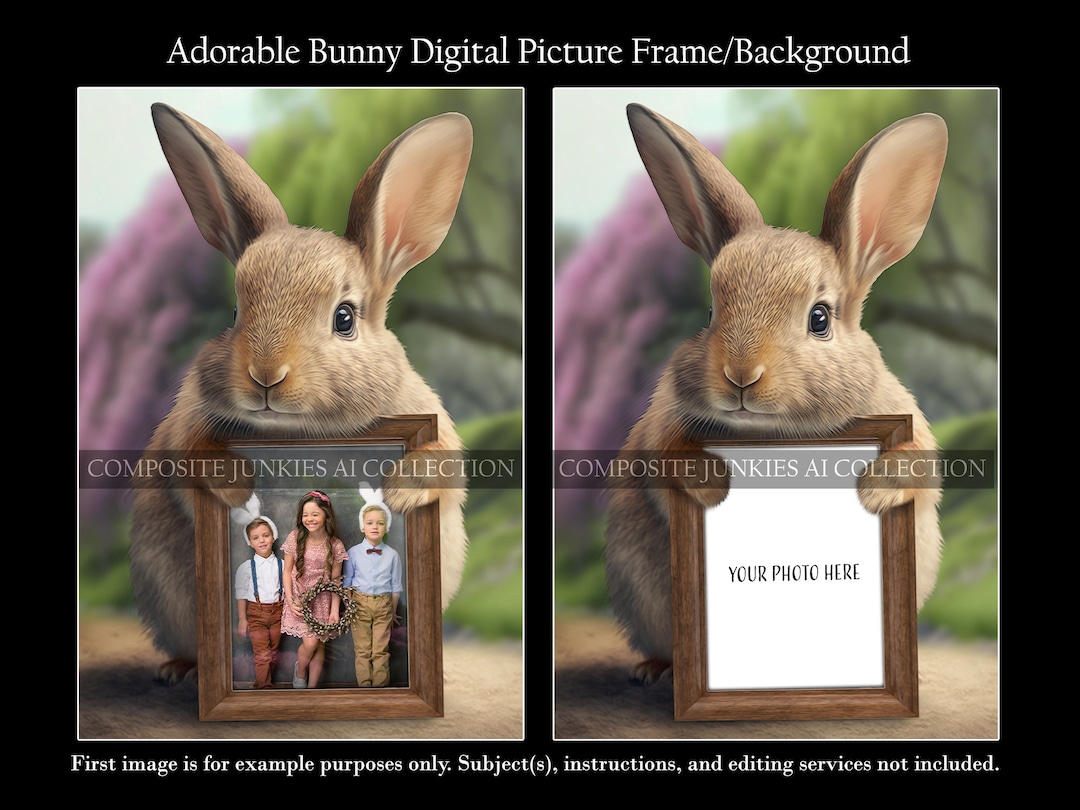 Easter Bunny Holding Frame Digital Background, Digital Photo Frame