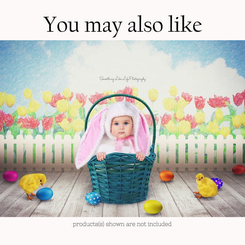 Easter Bunny Holding Picture Frame Digital Backdrop Background Etsy