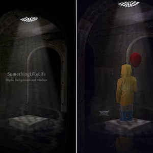 Spooky Sewer Digital Background Sewer Digital Backdrop, Halloween Backdrop for Composite Photography