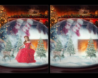 Christmas Digital Background, Snow globe Digital Backdrop Background, Christmas Background, Holiday Backdrop, Digital Photography Props