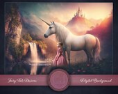 Unicorn Fantasy Fairy Tale Digital Background, Mystical Beasts Digital Backdrop, Photoshop Composite Background, Photography Backgrounds