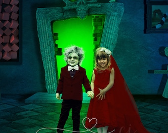 Fondo digital de puerta espeluznante - Fondo digital de Halloween - Fondo digital aterrador