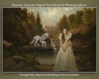 Unicorn Digital Background, Unicorn Digital Backdrop, Fantasy Background, Composite Image Photo
