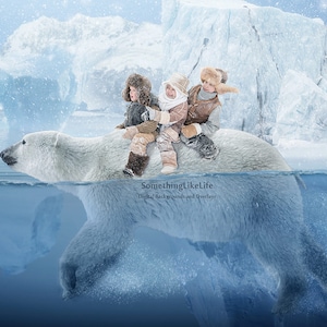 Underwater Digital Backdrop with Polar Bear, Digital Background ~ Digital Backdrop ~ Polar Bear ~ Water ~ Winter {PREMIUM}