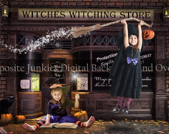 Halloween Witch Shop Digital Backdrop Background for Composites | Witch Digital Background for Photographers | Composite Backgrounds