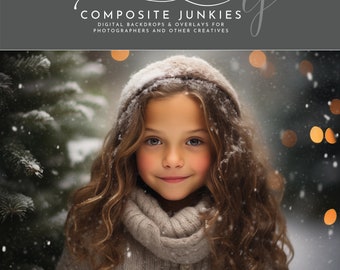Christmas Tree Farm Bokeh Lights Digital Backdrop for Photo Manipulations, Holiday Background for Image Compositions, Photoshop Overlays