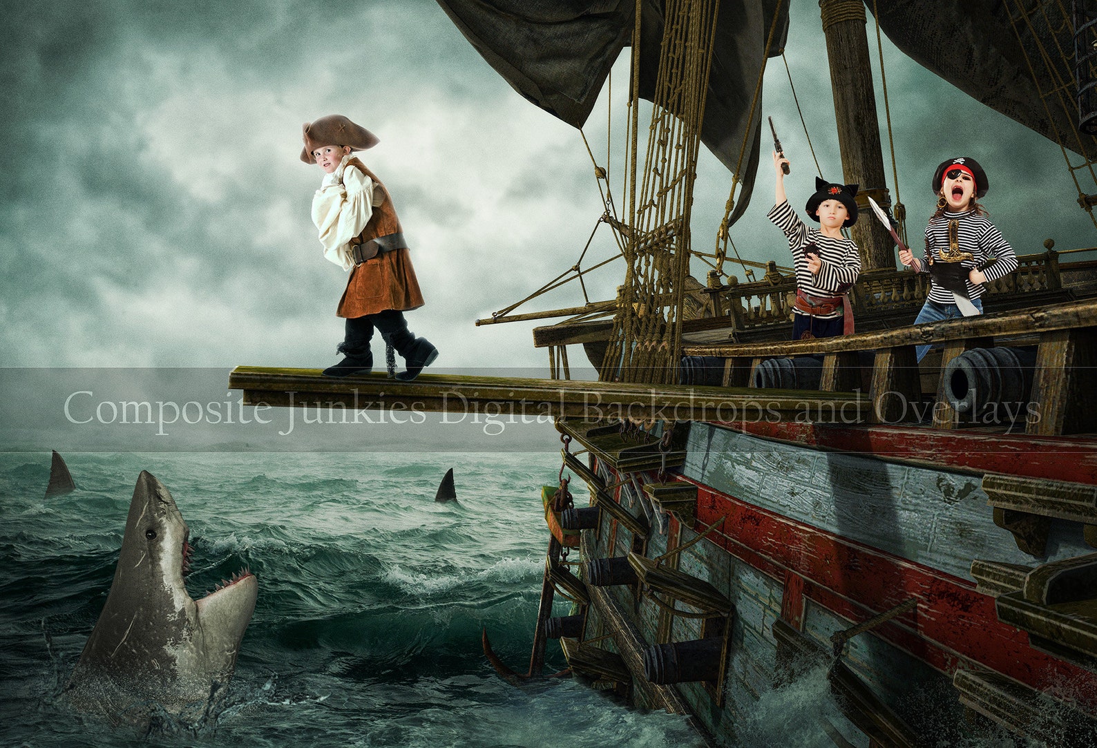 Pirate Ship Walking the Plank Digital Backdrop for Composite Photos ...