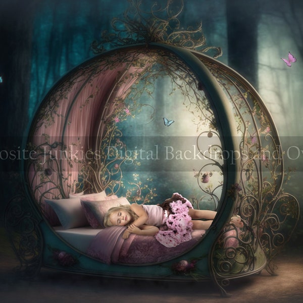 Fairy Tale Princess Bed Digital Background | Fairy Tale Composite Backdrop | Composite Background | Princess Background | Prince Backdrop