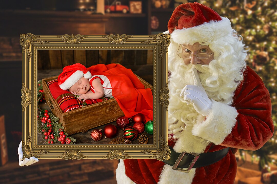 Santa Holding Frame Digital Background Christmas Digital - Etsy